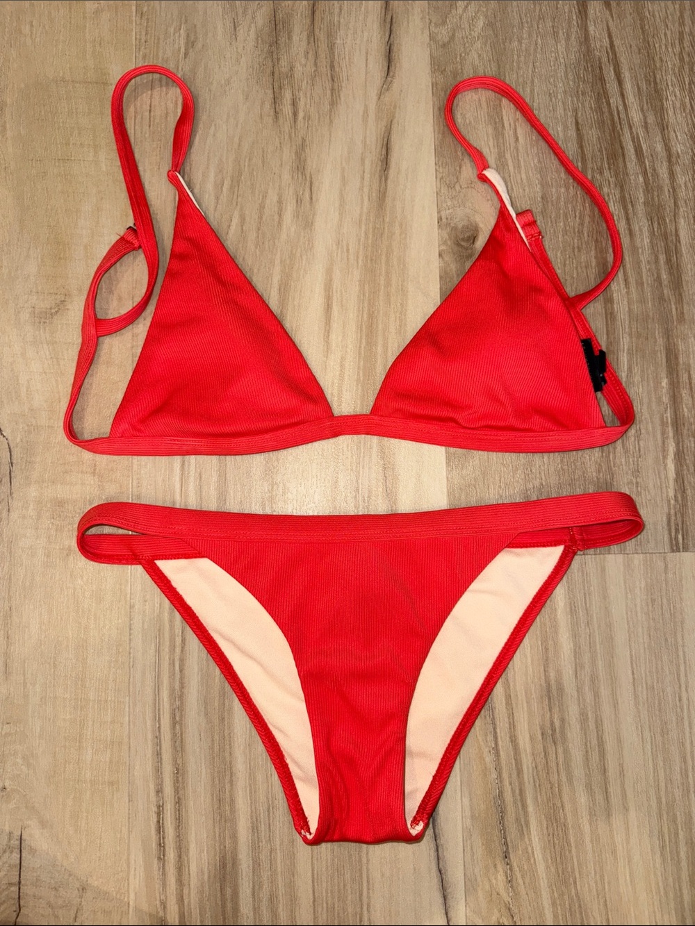 La Hearts Red Triangle Bikini Set